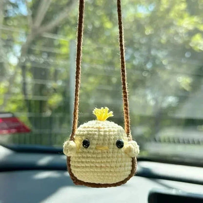 Crochet Animal Swing Car Mirror Pendant