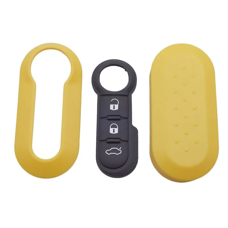 Fiat 500, Panda & Punto Remote Key Shell — 3 Button, 8 Colours - yellow