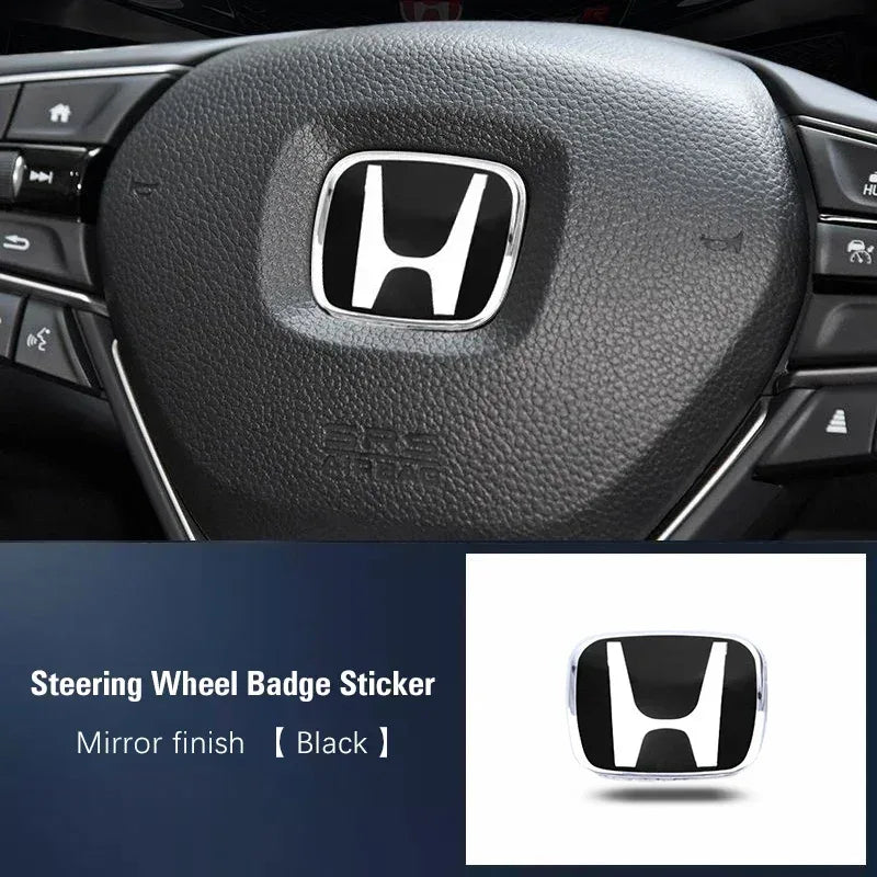 Honda Logo Badge Modification Sticker for Civic, Accord & CR-V - Black Steering wheel / 8th Accord 2008-2012