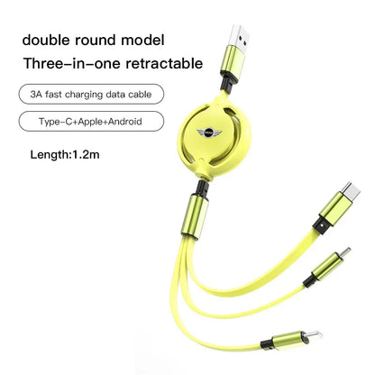 Mini Cooper 3-in-1 USB Type C Fast Charger Wire - Yellow