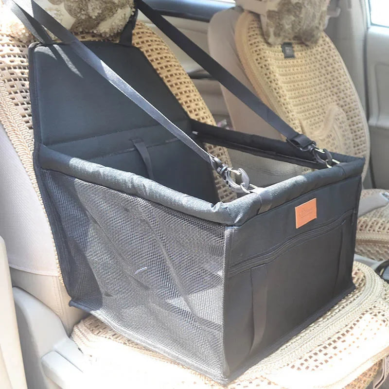 Pet Car Seat Bag – Mesh Hanging Travel Accessory, Waterproof Dog Mat & Blanket - A