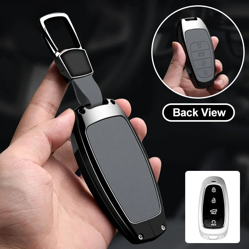 Zinc Alloy Leather Key Cover for Hyundai Santa Fe Tucson Solaris