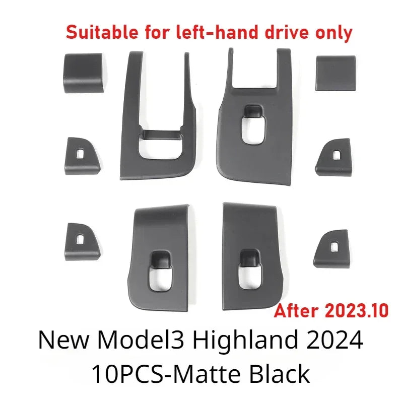 Tesla Model Y/3/3+ Highland Window Switch Button Covers – Trim Frame Stickers (2017–2024) - Matte Carbon New M3