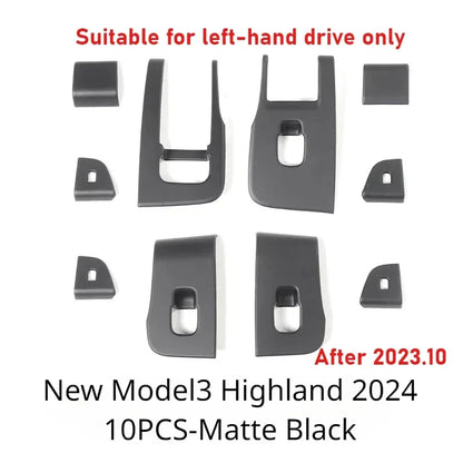 Tesla Model Y/3/3+ Highland Window Switch Button Covers – Trim Frame Stickers (2017–2024) - Matte Carbon New M3