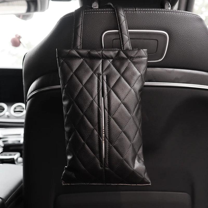 Leather Car Tissue Box Holder - Cute Panda Design Headrest Mount
