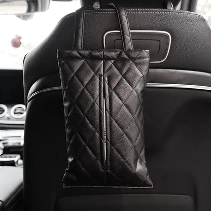 Leather Car Tissue Box Holder - Cute Panda Design Headrest Mount