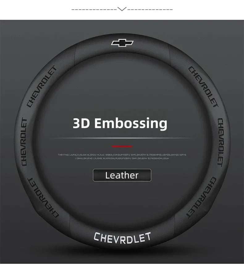 Chevrolet Cruze Silverado Tahoe 3D Embossed Steering Wheel Cover - Round Brown B