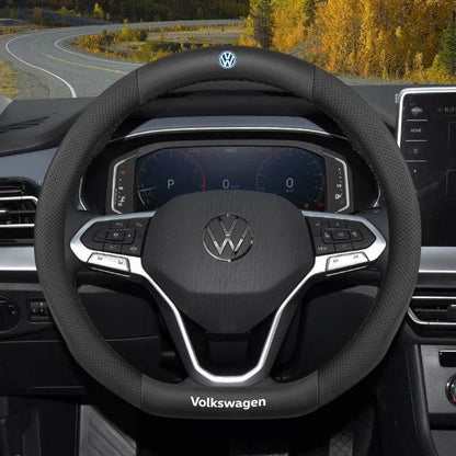 Volkswagen Non-Slip Breathable Carbon Fiber Leather Steering Wheel Cover - D-F