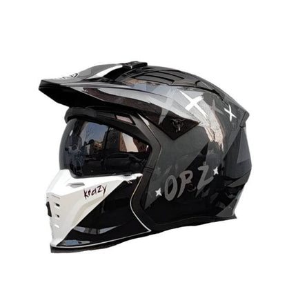 ORZ Vintage Warrior Motorcycle Helmet – Full & Half Helmet for Cruising & Motocross - 1