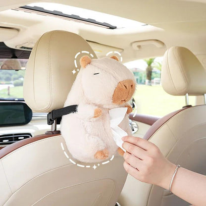 Capybara Plush Hanging Car Tissue Box Holder Backseat Organizer