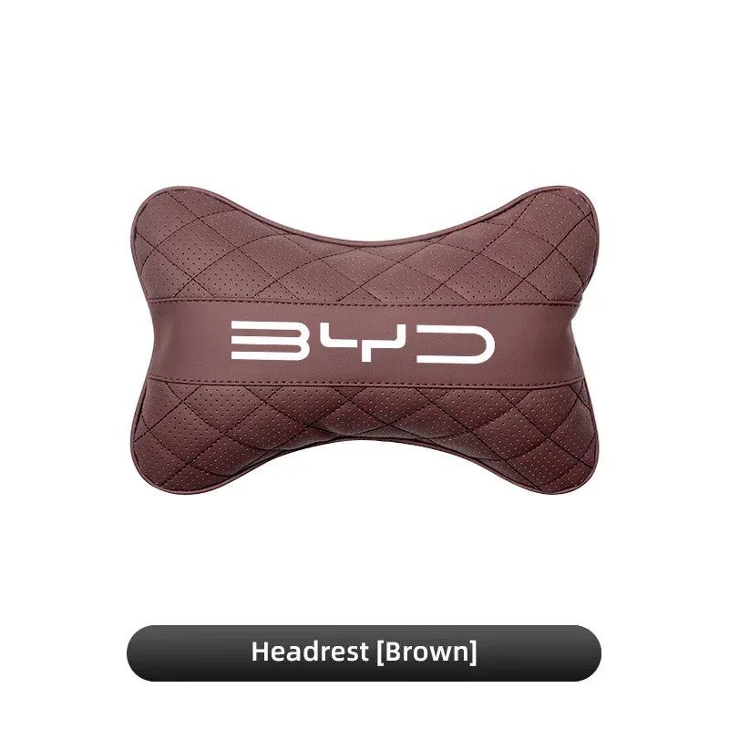 BYD Car Headrest & Lumbar Cushion - Brown-headrest