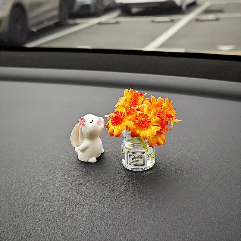 Bunny Floral Fragrance Car Console Ornament - D