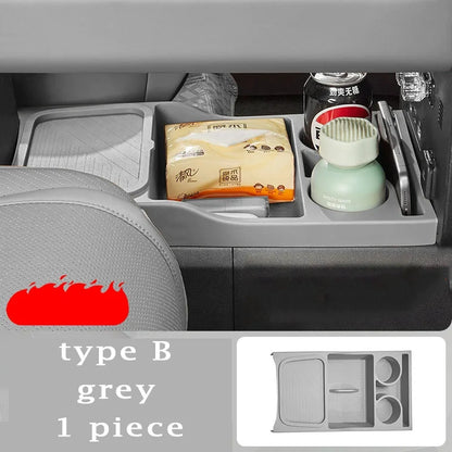 For BYD Ti7 Leopard Titanium 7 Accessories 2025 2026 Center Console Storage Box Double Layer Silicone Water Cup Storage Bo…