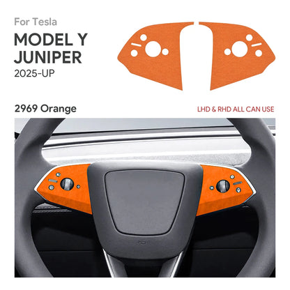 Tesla Model Y Steering Wheel Trim | Italian Suede Panel Stickers (2025+) - 6408 Bottom