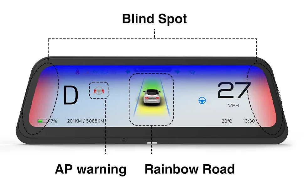 9.6" Tesla HUD Display with CarPlay & Android Auto - 