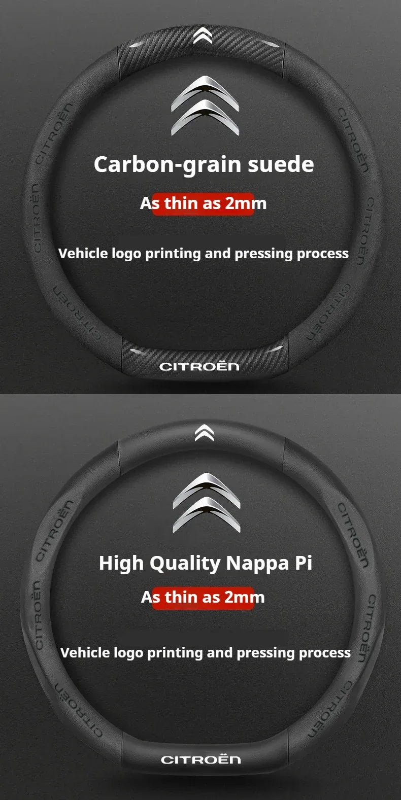 Citroen Leather Steering Wheel Cover - Round Brown E