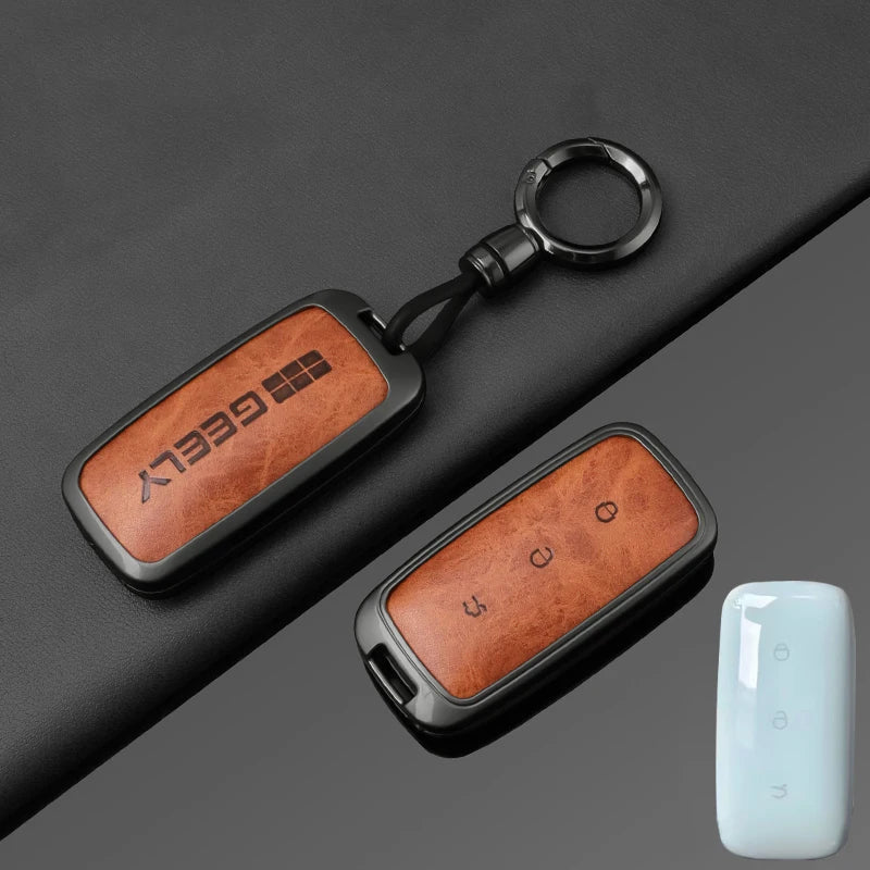 Metal Leather Car Key Case Cover for Geely Proton Vehicles