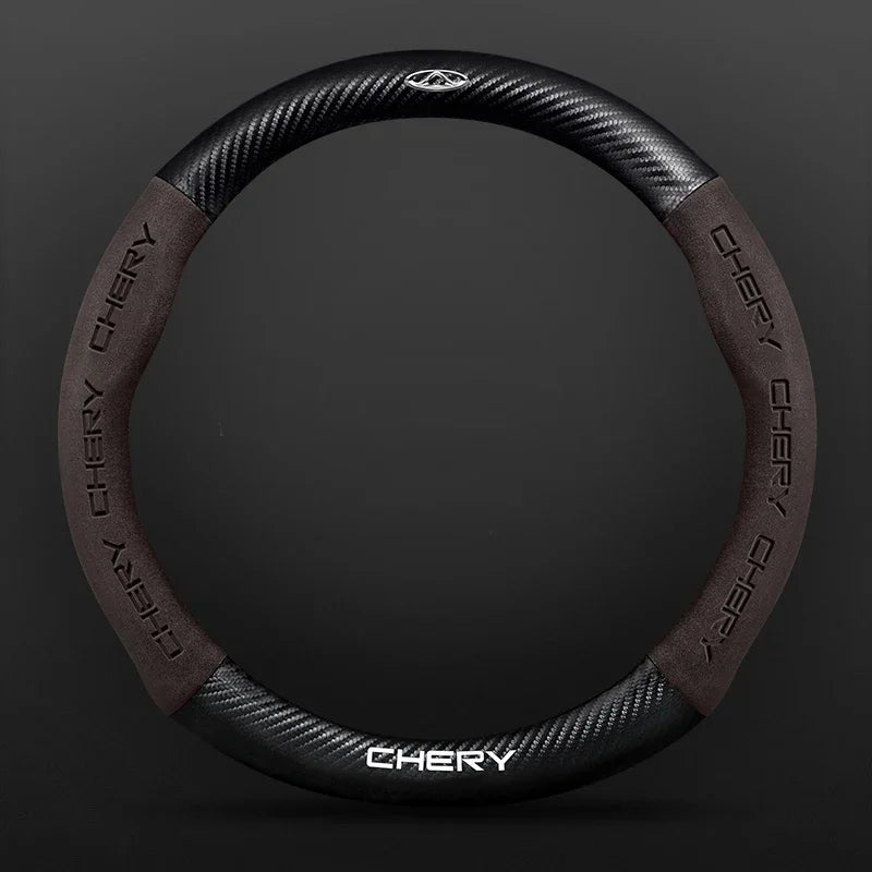 Buckskin Carbon Fiber Steering Wheel Cover for Chery Tiggo 7 8 Pro