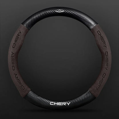 Buckskin Carbon Fiber Steering Wheel Cover for Chery Tiggo 7 8 Pro