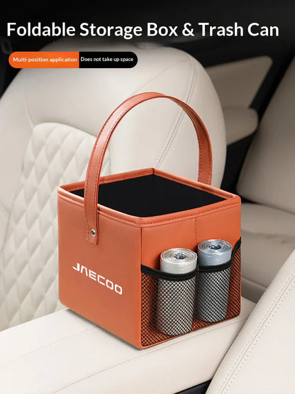 Leather Car Trash Bin Folding Storage Bag for Chery Jaecoo J5-J8