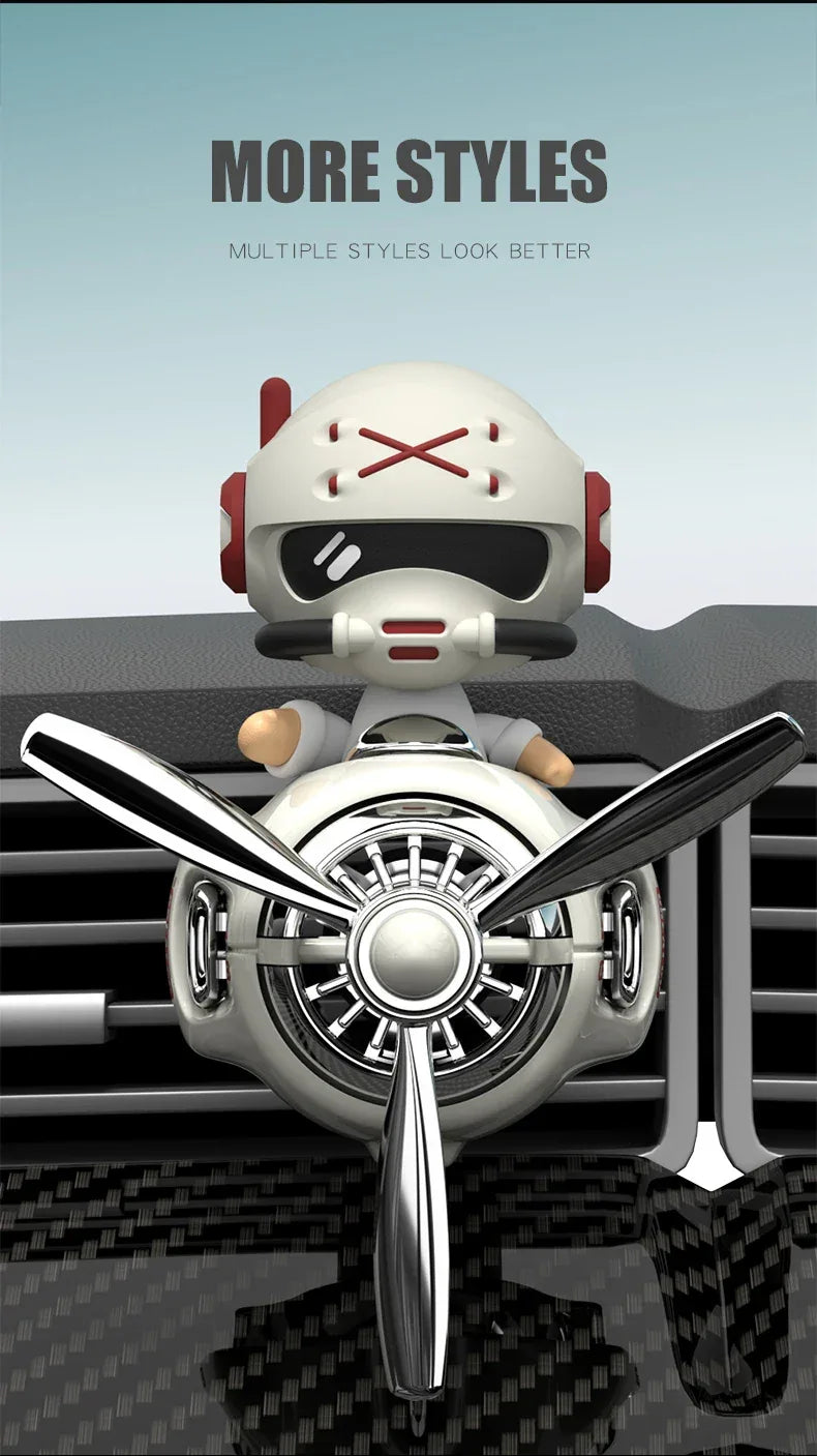Rotating Propeller Pilot Plane Car Air Freshener - Battle Bear
