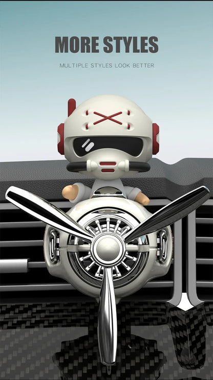 Rotating Propeller Pilot Plane Car Air Freshener - Battle Bear