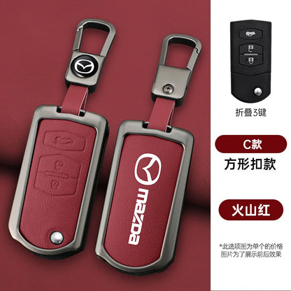 Genuine Leather Flip Key Case Cover for Mazda 2 3 5 6 8 CX5 CX7 CX9
