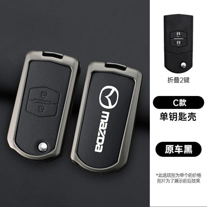 Genuine Leather Flip Key Case Cover for Mazda 2 3 5 6 8 CX5 CX7 CX9