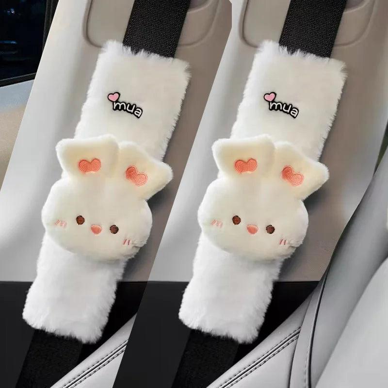 Plush Panda Car Seat Belt Covers 2pcs Auto Safety Shoulder Pads