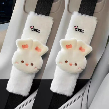 Plush Panda Car Seat Belt Covers 2pcs Auto Safety Shoulder Pads