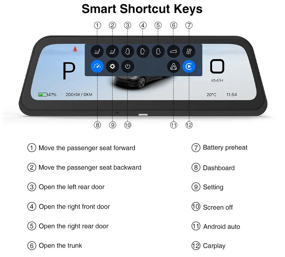 9.6" Tesla HUD Display with CarPlay & Android Auto - 