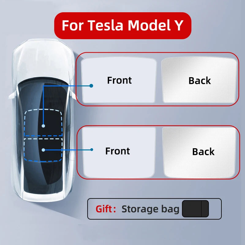 Tesla Model 3 & Y Ice Cloth Roof Sunshade with Snap Buckle Fix