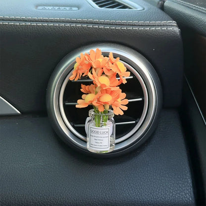 Car Air Vent Flower Clip Ornament – Glass Vase with Babysbreath & Jasmine