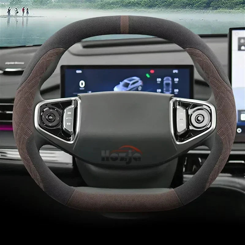 Suede Leather Steering Wheel Cover for Geely Preface Starray Cityray