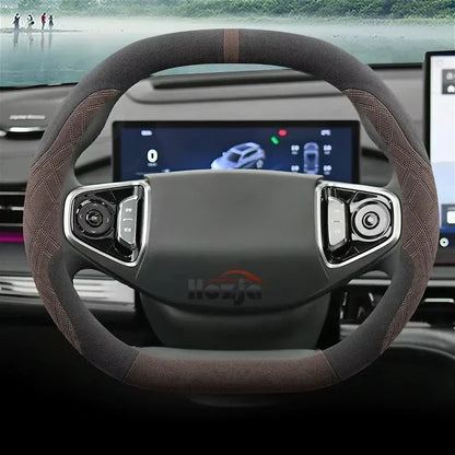 Suede Leather Steering Wheel Cover for Geely Preface Starray Cityray