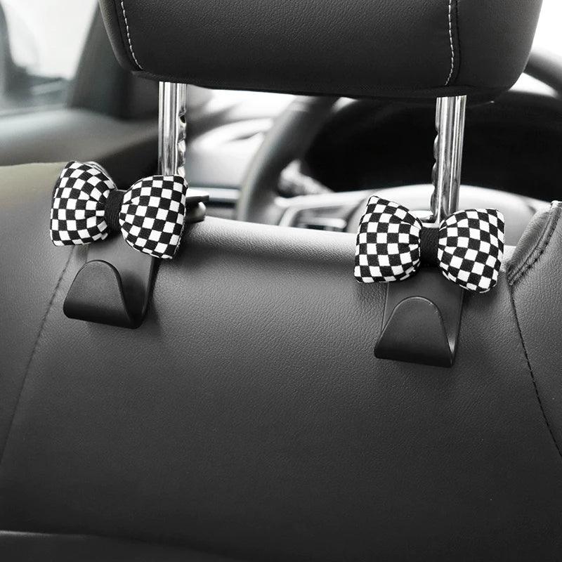 Black Coal Ball Car Seat Hooks - 2PC Headrest Storage Organizer