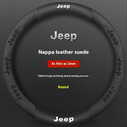 Jeep Wrangler Car Steering Wheel Cover - Suede Leather Black