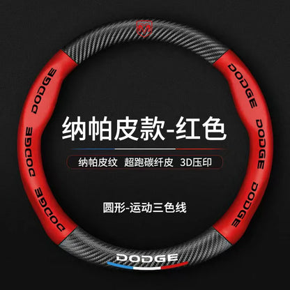 Dodge and RAM Breathable PU Steering Wheel Cover - Round Shape / Red