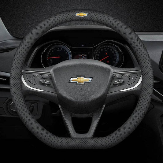 Chevrolet Leather Steering Wheel Cover – Fits Cruze, Camaro, Malibu, Silverado & More - DX-B