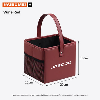 Leather Car Trash Bin Folding Storage Bag for Chery Jaecoo J5-J8