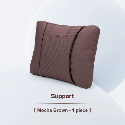 Custom Logo Leather Car Seat Neck Pillow & Lumbar Support Cushion