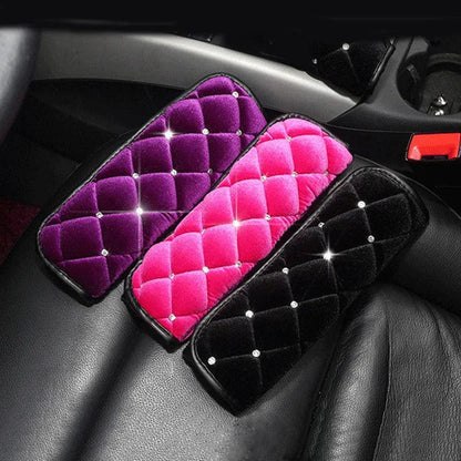 Rhinestone Plush Car Seat Belt Cover Shoulder Pad Diamond Protector