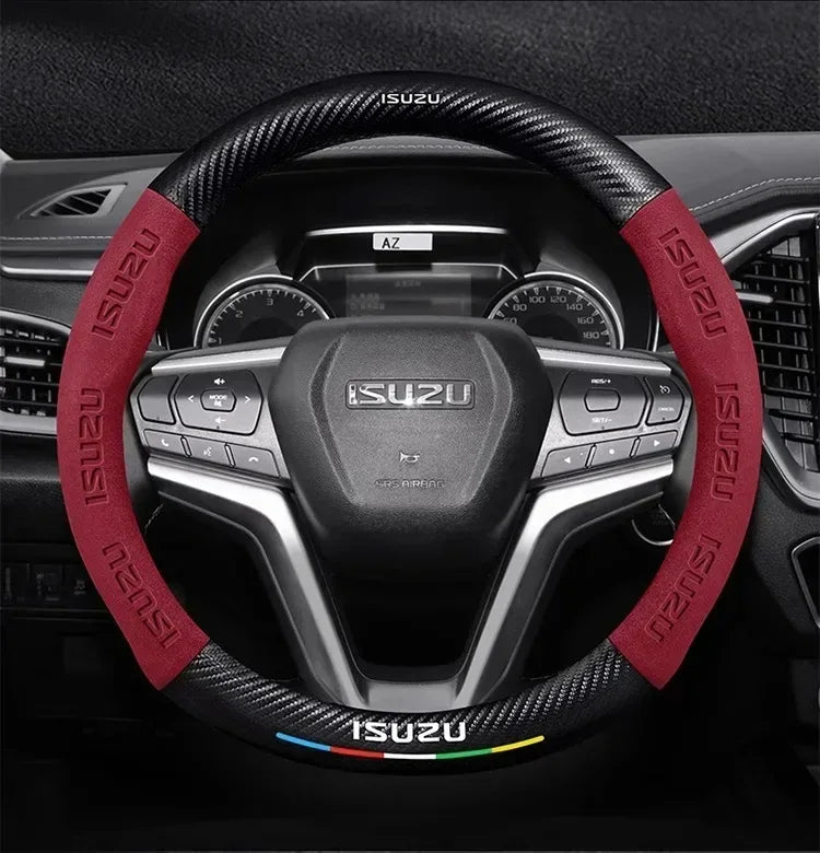 Isuzu Suede Carbon Fiber Steering Wheel Cover - Black