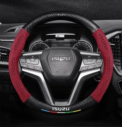 Isuzu Suede Carbon Fiber Steering Wheel Cover - Black