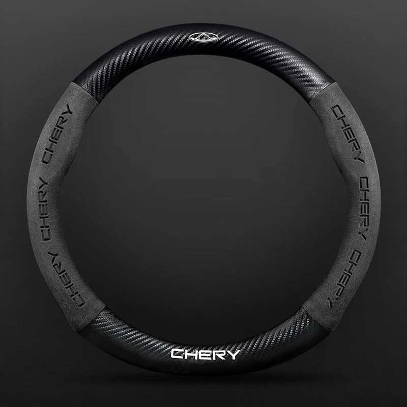 Buckskin Carbon Fiber Steering Wheel Cover for Chery Tiggo 7 8 Pro