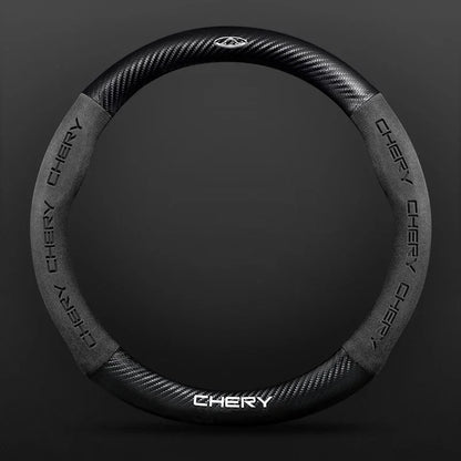 Buckskin Carbon Fiber Steering Wheel Cover for Chery Tiggo 7 8 Pro