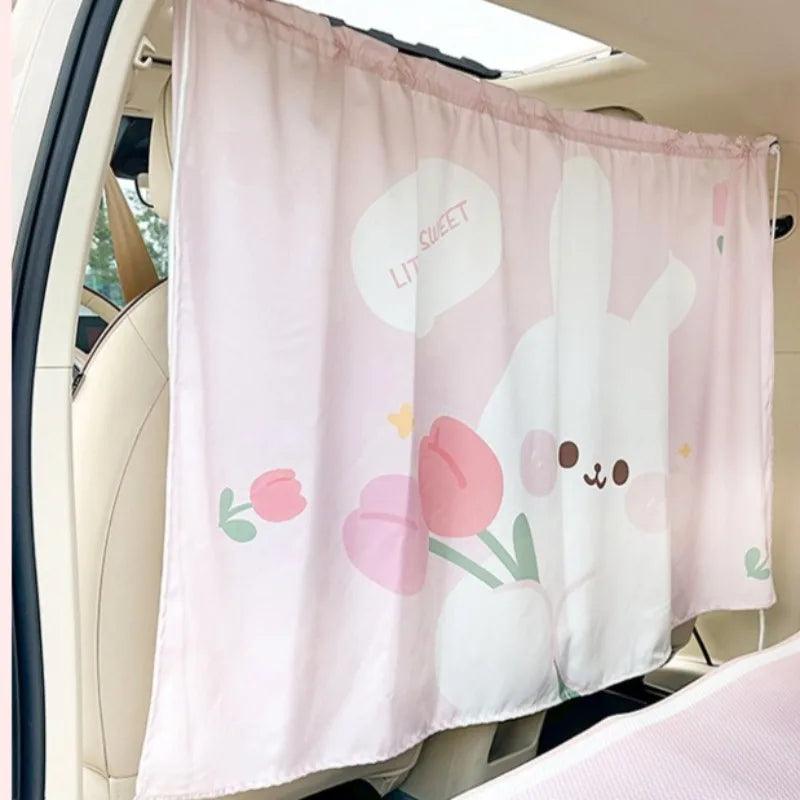Universal Car Privacy Curtains Push-Pull Blackout Divider Rear Seat