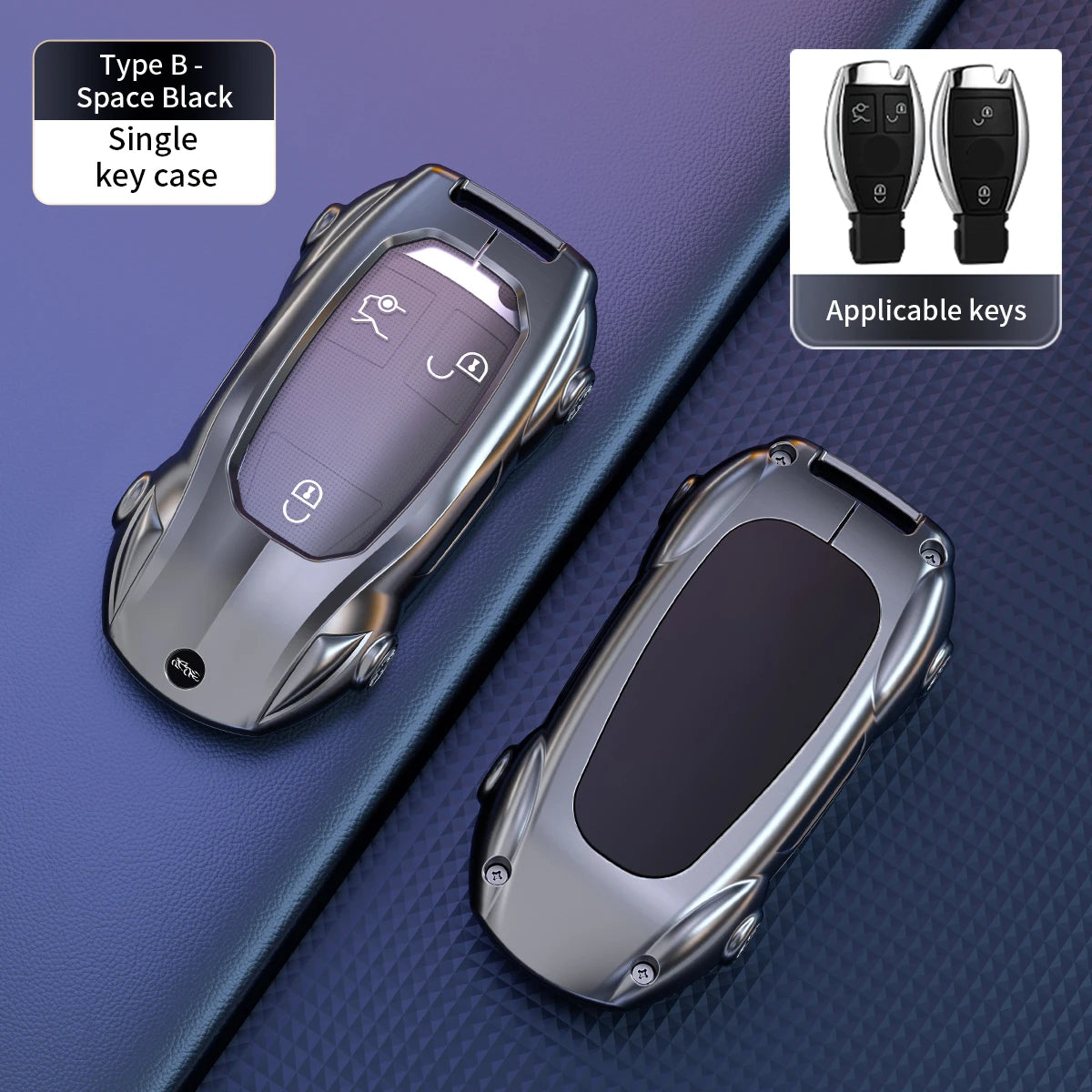 Mercedes-Benz Zinc Alloy Car Key Cover – A, C, E & S Class - ROYAL BLUE