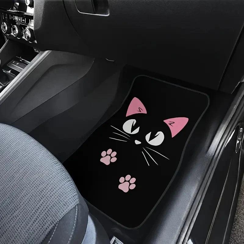 4PC Nordic Cat Cartoon Car Floor Mats Anti-Fouling Windmill Design