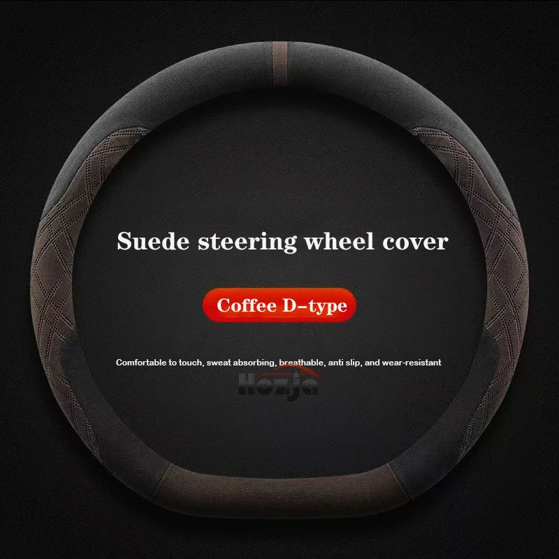 Genesis Suede Steering Wheel Cover - D Shape / Brown